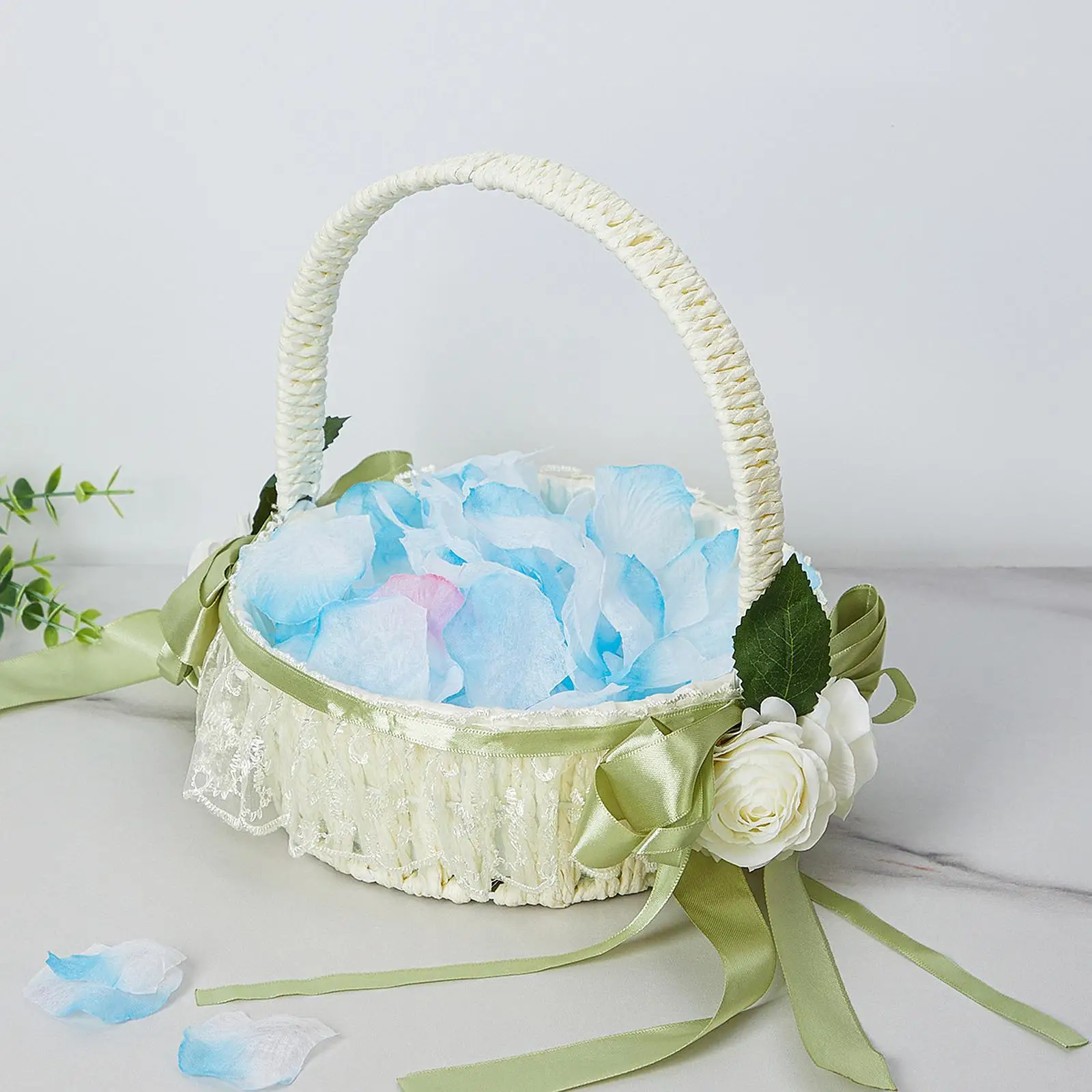 Flower Girl Basket Decorative Decor Wedding Basket Party Supplies for Celebrations Anniversary Special Occasions Party Ceremony