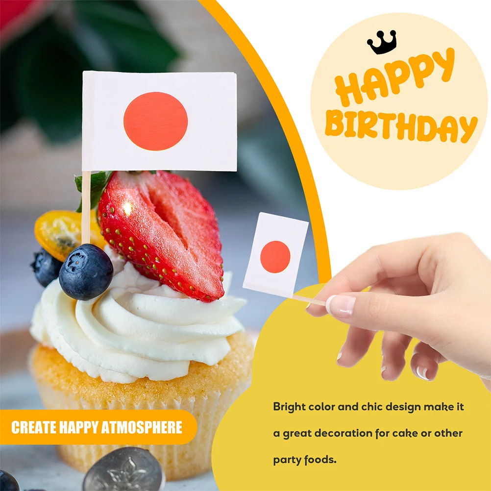 

200Pcs Flag Cupcake Toppers Party Dessert Picks World Flag Pattern Fruit Sandwich Picks Toothpick Flags Cupcake
