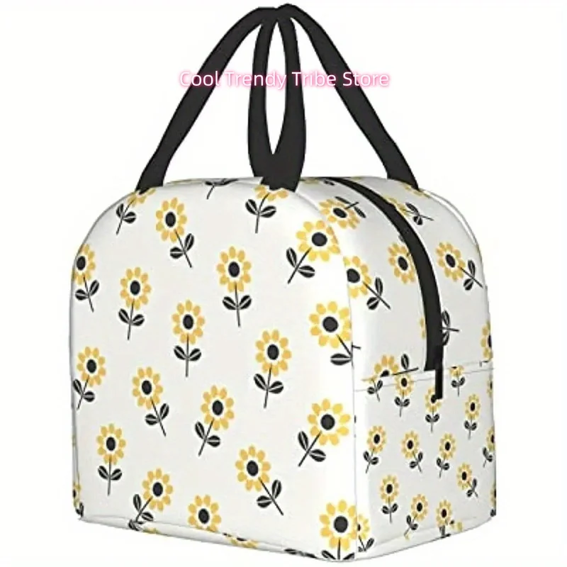 Cute Yellow Daisy Lunch Bag Handbag Women's Lunch Bag School Work Travel Outdoor Picnic Insulation Lunch Container