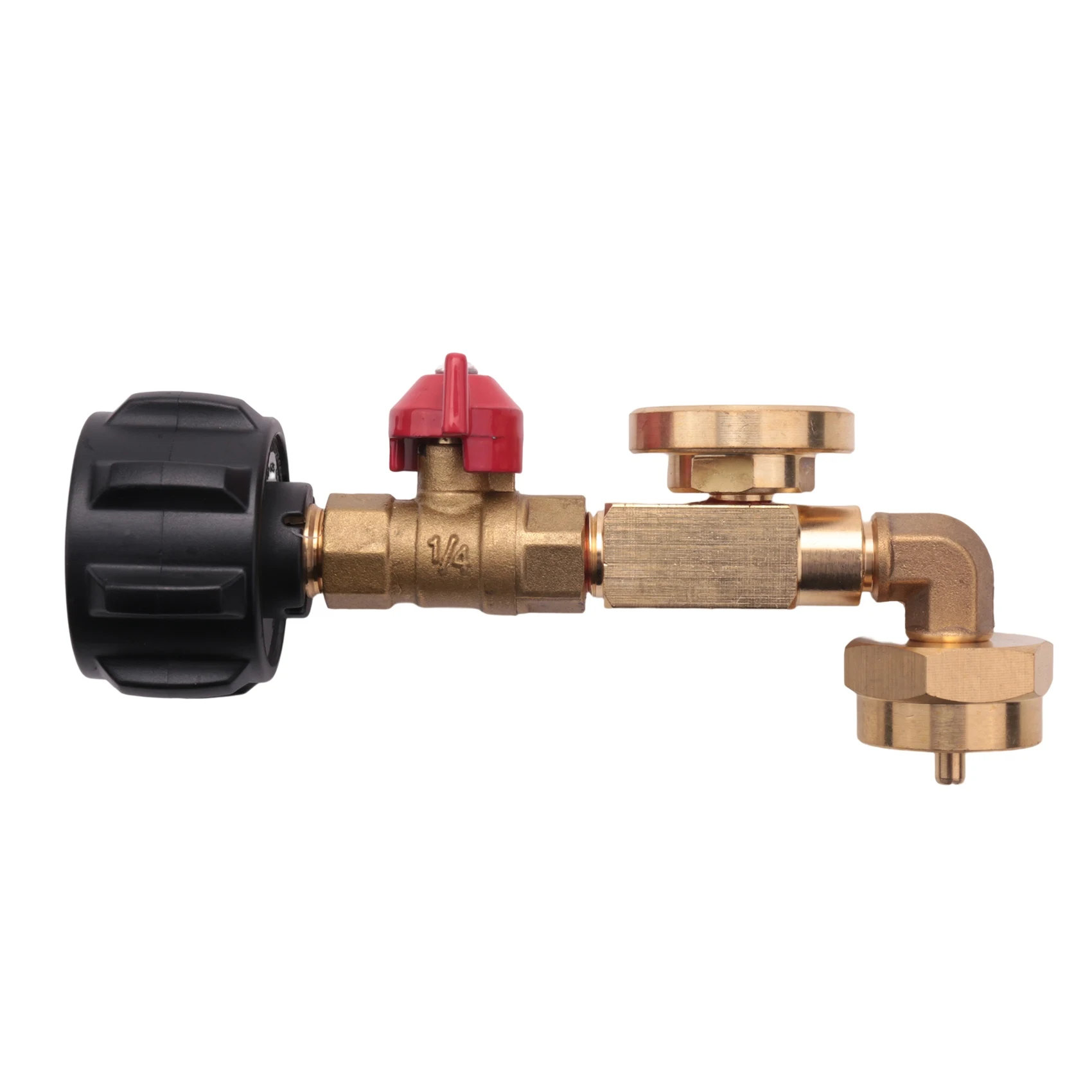 Adaptador de propano de 1Lb a 20Lb, QCC1 adaptador de codo de recarga de propano con manómetro y válvula de Control de encendido y apagado para tanque de propano de 1LB