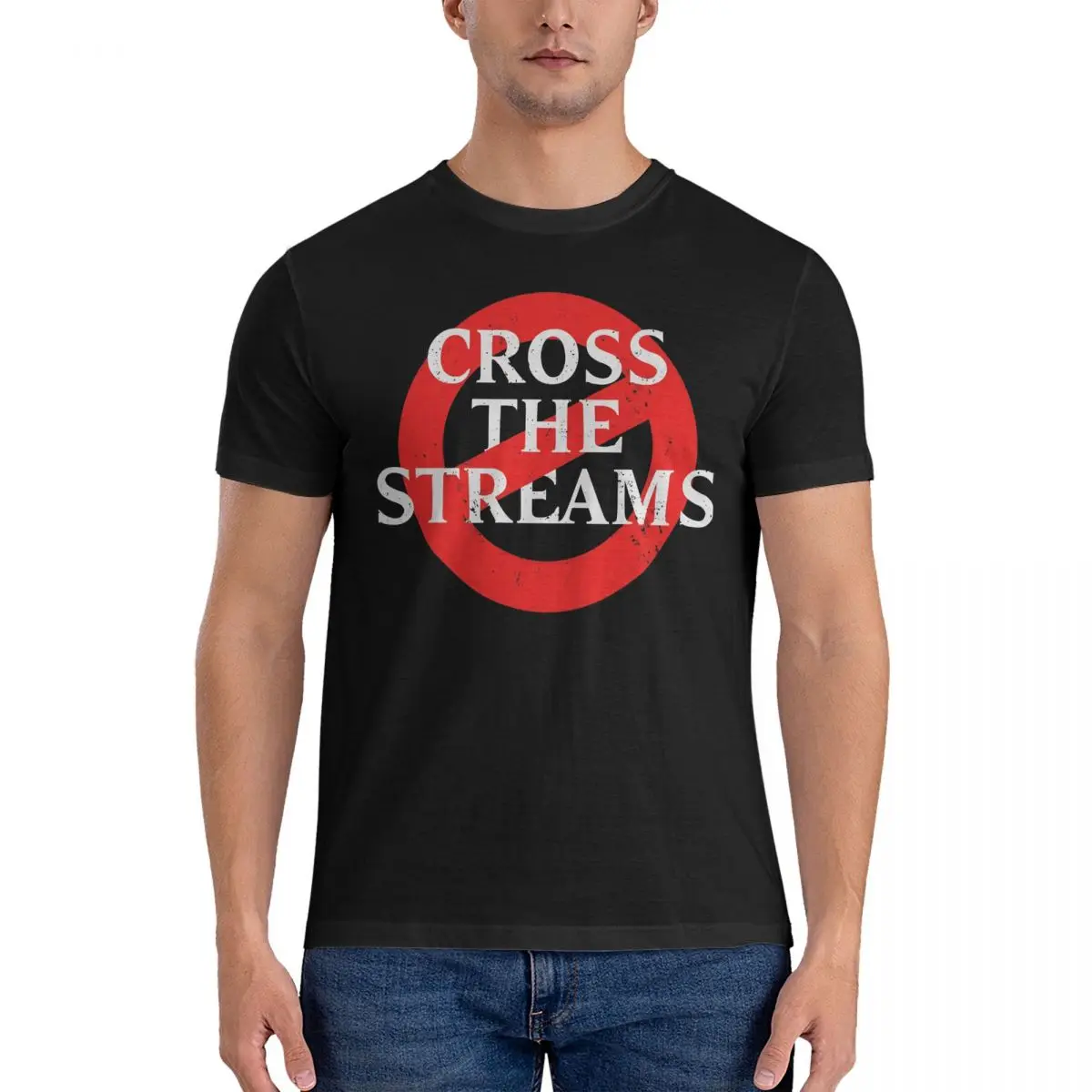 Vintage Don't Cross The Streams T-Shirts Men Round Collar 100% Cotton T Shirts G-Ghostbusters Short Sleeve Tee Shirt 4XL 5XL