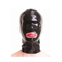 New Latex  Mask Seamless shiny Hoods for photograph Mouth open without  zipper suffer bandage