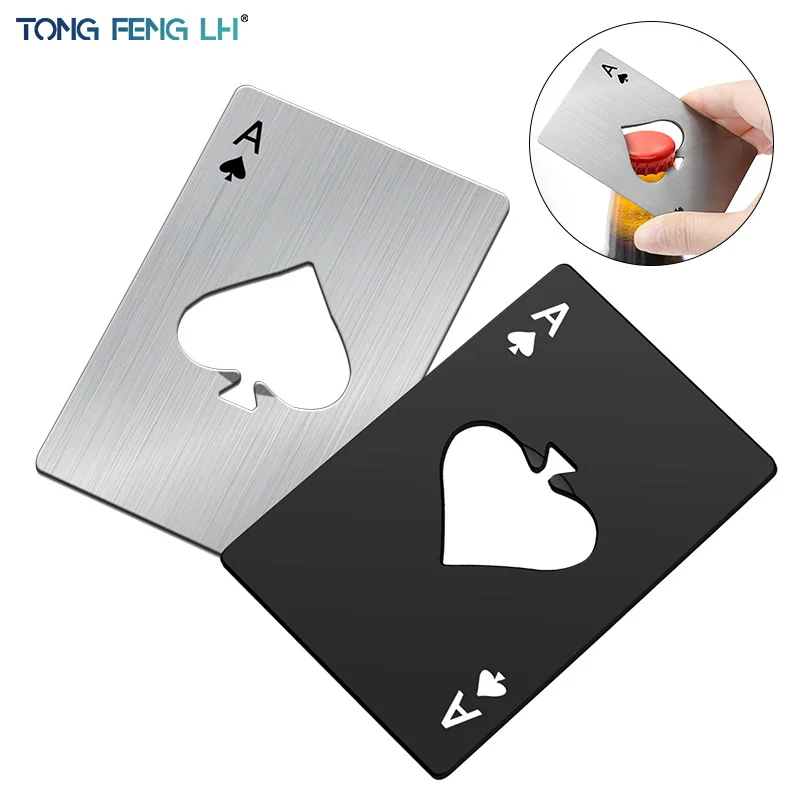 

1PC Beer Bottle Picker Opener Poker Creative Pocket Metal Multifunction Credit Card Bottle Opener Black Peach A Stainless Steel