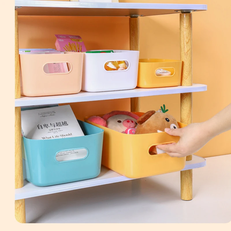 Storage Box Plastic for Cloth Snacks Office Kitchen Bathroom Makeup Table Organizers Cabinet Plastic Storage Bins Space Saver