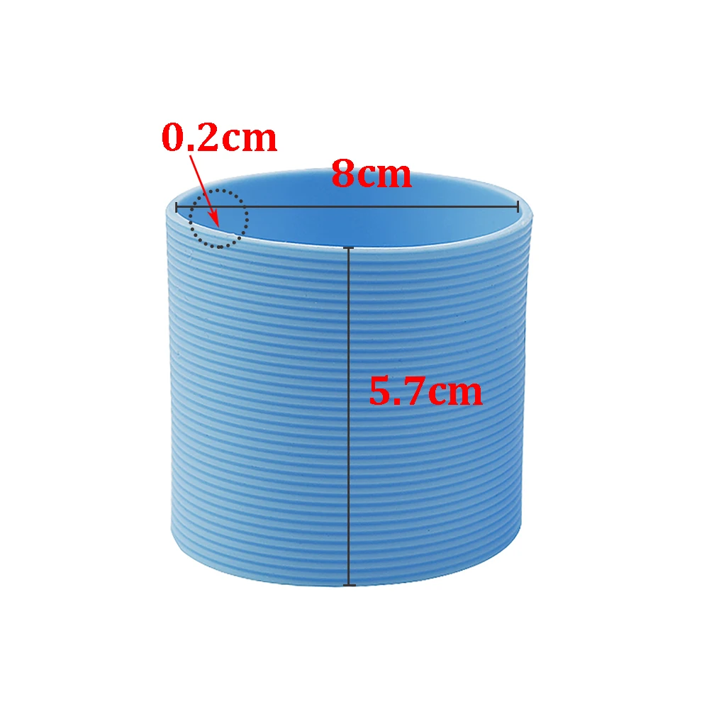 1Pcs 8CM Straight Silica Gel Threaded Cup, Middle Cup, Glass Cup, Anti-skid And Anti Scalding Heat Insulation Protective Cover