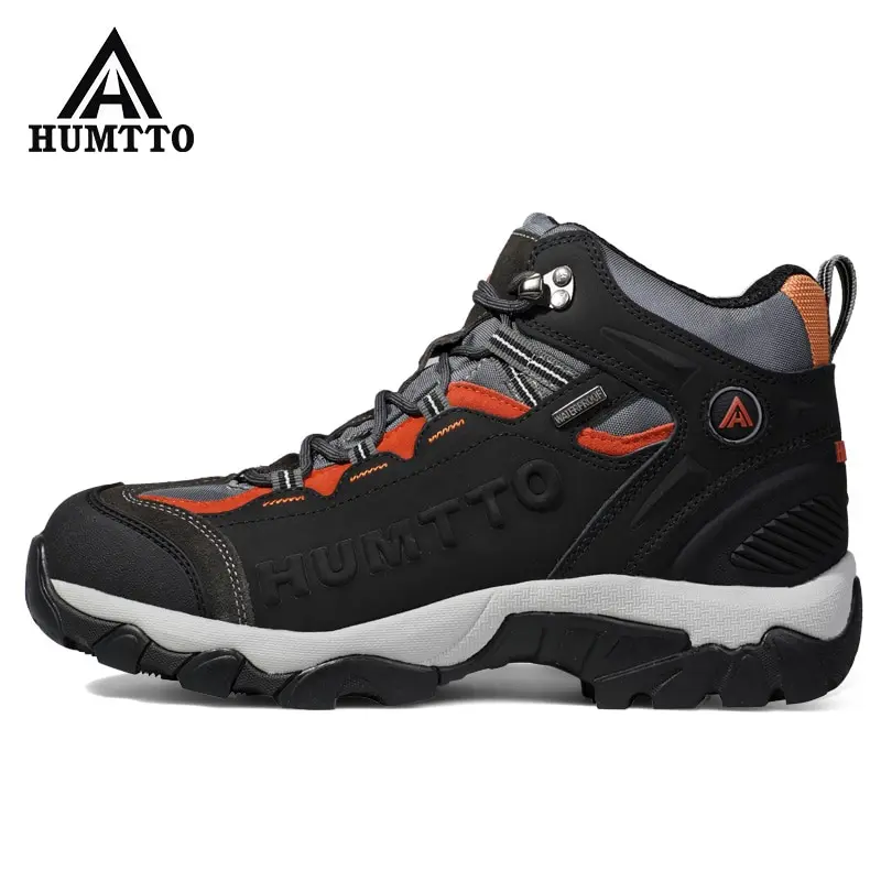 HUMTTO Waterproof Hiking Boots Breathable Leather Sport Mountain Boots Mens Trekking Shoes Outdoor Walking Men Sports Sneakers