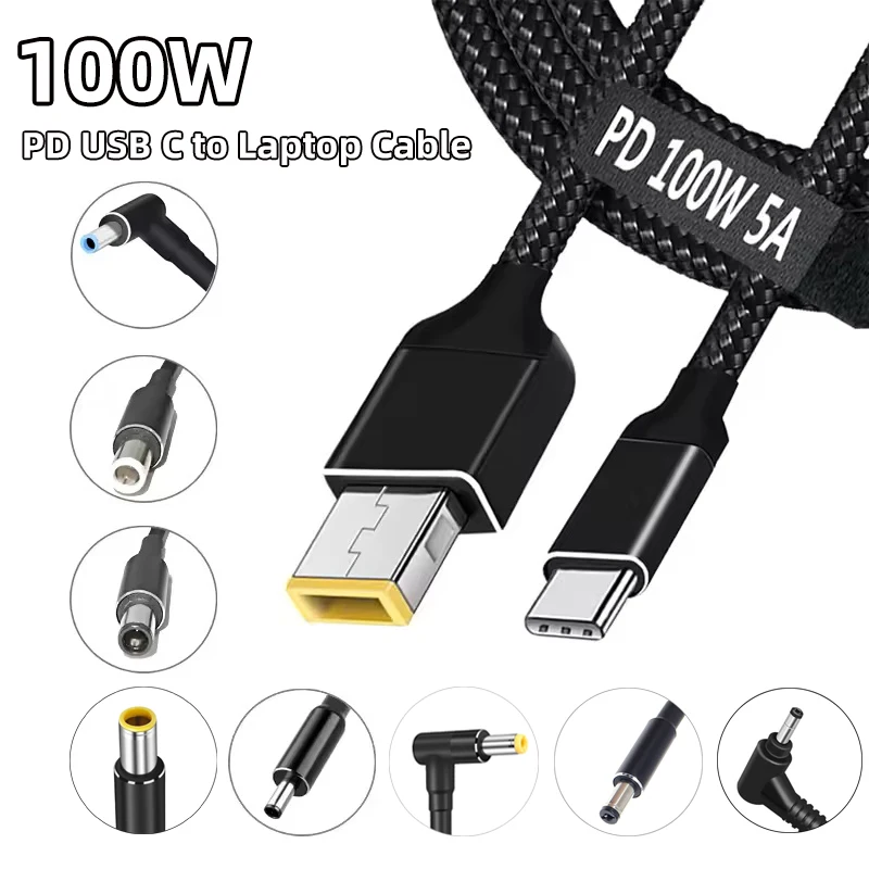 1​00W USB C PD DC Power Adapter Connector Type C to Universal Laptop Charging Charger Cable Cord for Lenovo Asus HP Dell Acer