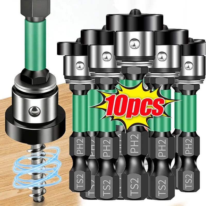 10/1x Magnetic Positioning Screwdriver Bits S2 Drywall Screw For Plasterboard Gypsum Board Locating Bit Batch Head Drilling Tool