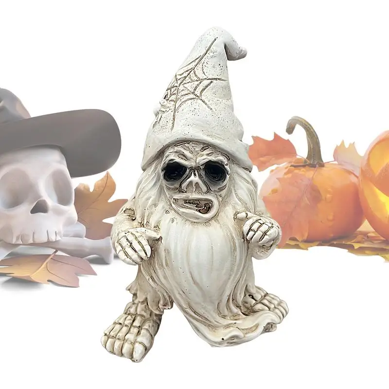 

Skeleton Gnomes Outdoor Resin Skull Dwarf Figurines Retro Skeleton Gnomes Statue Sculptures Skull Dwarf Figurines Horror