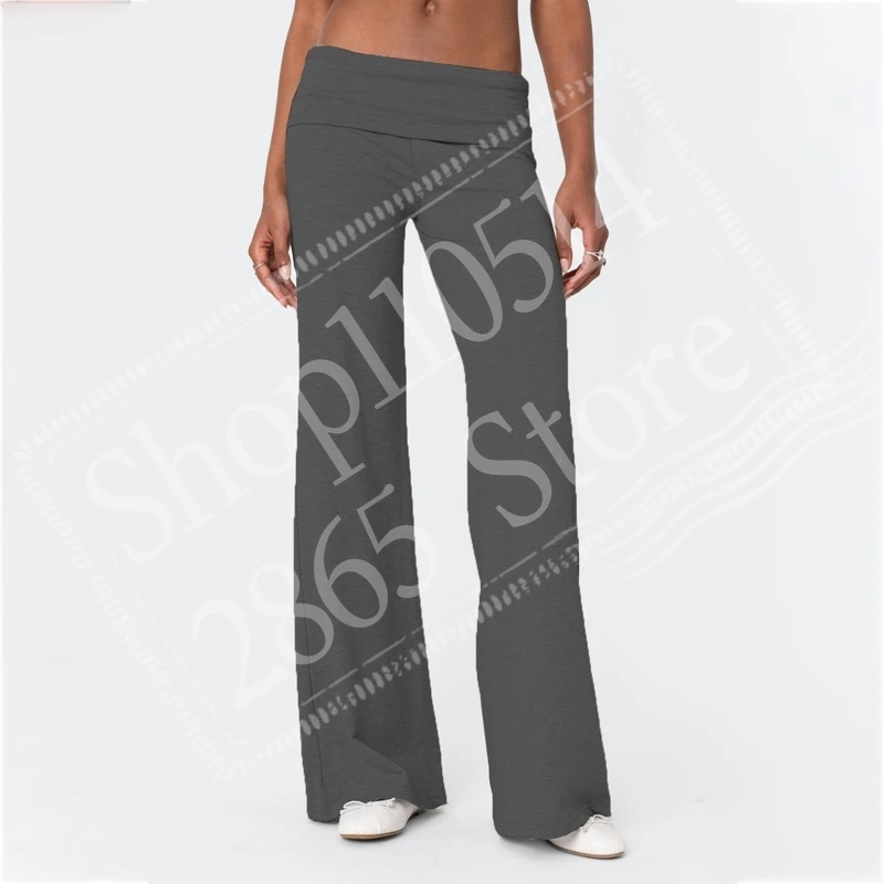 Casual Wide Leg Sweatpants for Women Fold Over Low Rise Flare Yoga Lounge Pants Back to School Clothes for Teen Girls Outfits view 6