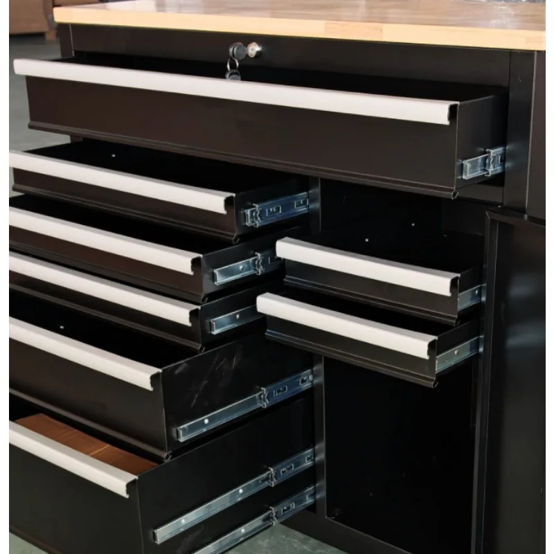 Customizable steel garage tool cart with rolling trolley metal chest of drawers for storing toolboxes