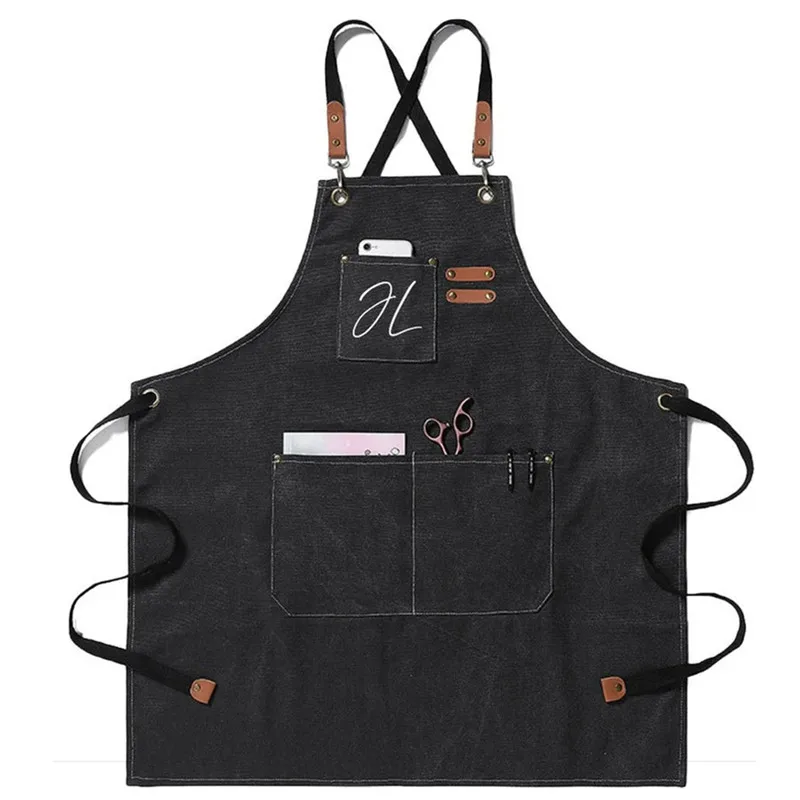 Personalized Unisex Canvas Apron Custom Cross Back Artist Apron Birthday Gift BBQ Apron Gardener Gift Housewarming Gift