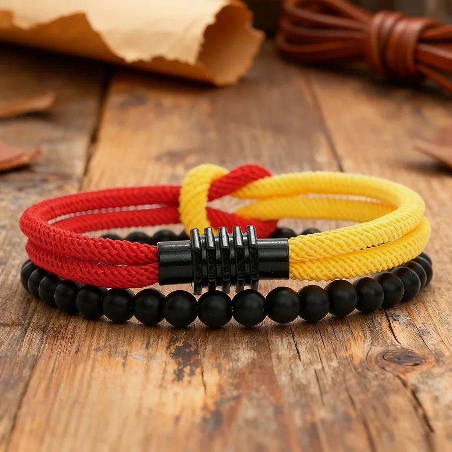 Neues Armband in Kontrastfarbe für Männer, 10 Farben erhältlich, Klasse 4 mm, Lucky String Healing Armband Homme, vielseitiges Zubehör