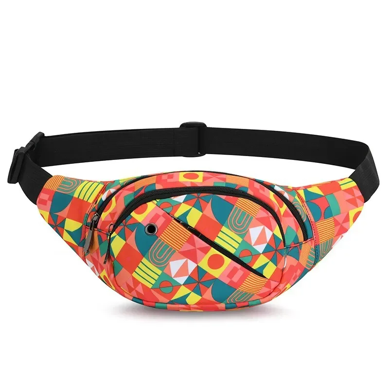 New Nylon Colorful Waist Bag Women's Shoulder Bags Fashion Sports Equipment Outdoor Printing Plaid Pattern Wallet Leisure