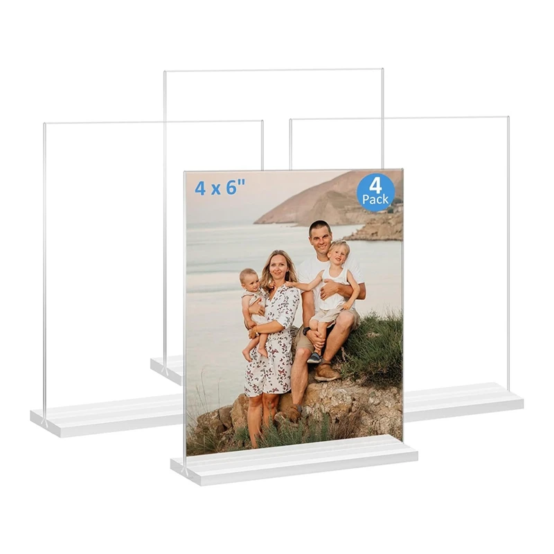 

Acrylic Picture Frame 4X6 Inches, 4 Pack Plastic Picture Frames Holder Standing,Double Sided Picture Desktop Display