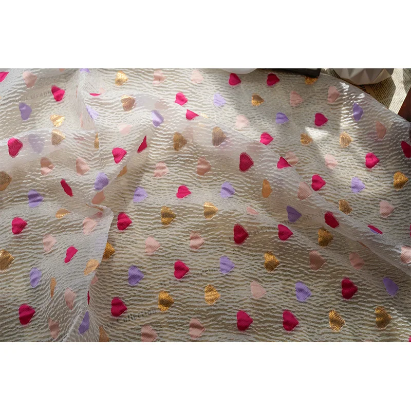 قماش تول منقوش على شكل قلب لفستان الربيع والصيف، قماش مصمم تنورة توتو نسائية على الموضة بالمتر