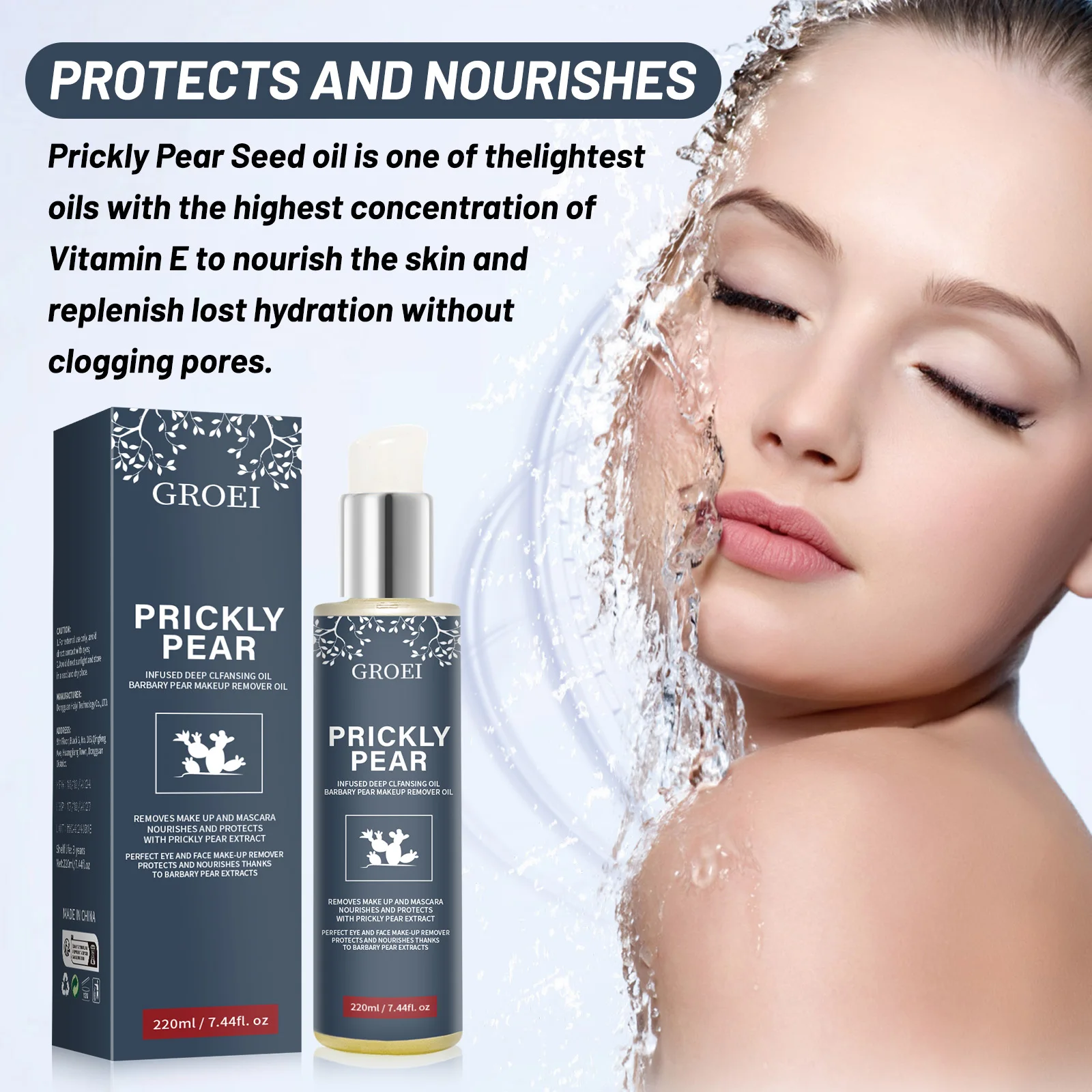 GROEI Cleansing Oil 220ml 3-in-1 Makeup Remover & Hydrating Treatment | For Eyes & Face | Vegan Formula