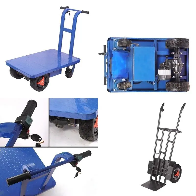 High Power Heavy Duty Electric Truck 4 Wheel Trolley Flat Platform Metal Material