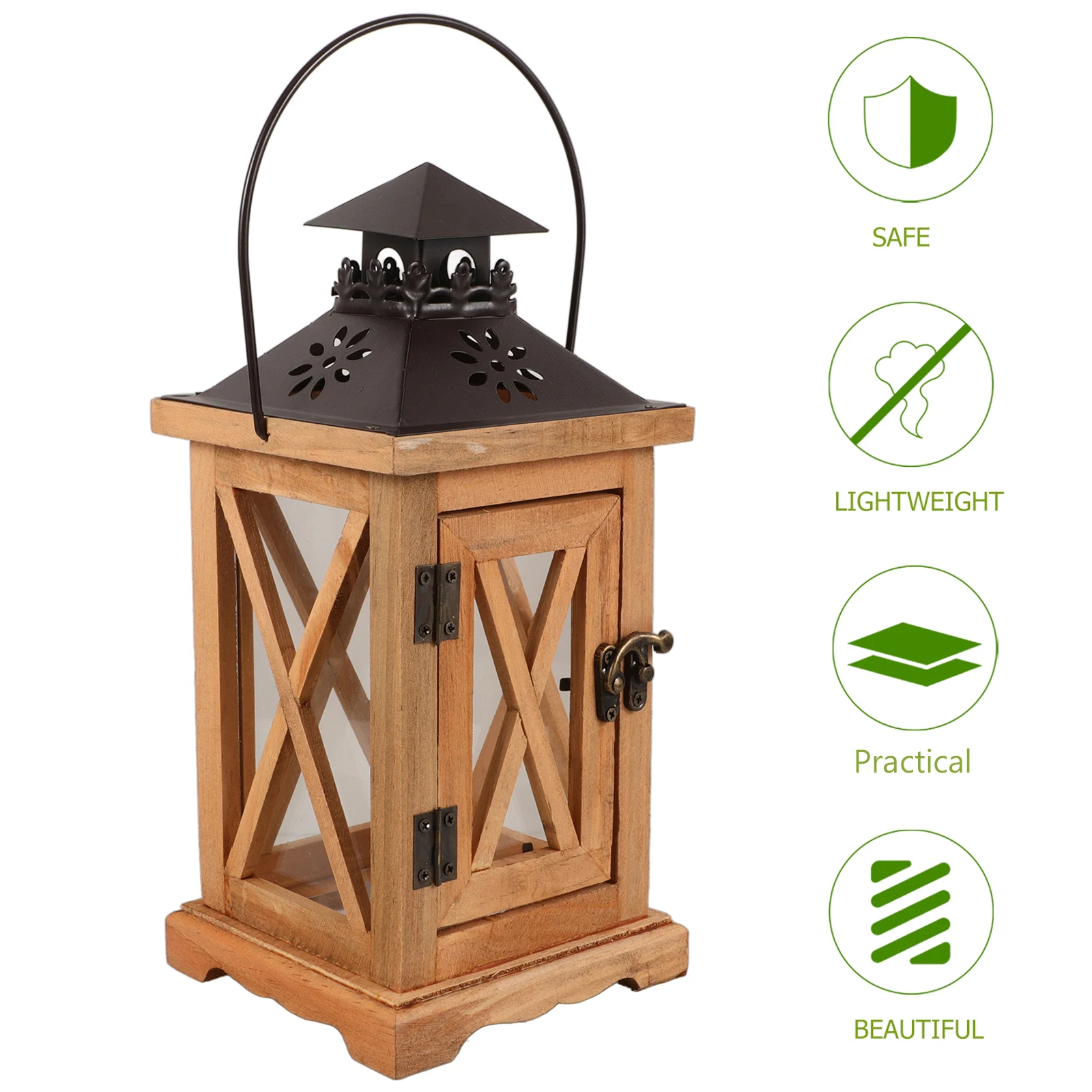 

Rustic Vintage Holder Lantern Decorative Wooden Tealight Holder Retro Tabletop Home Wedding Party Decor Desktop Scented