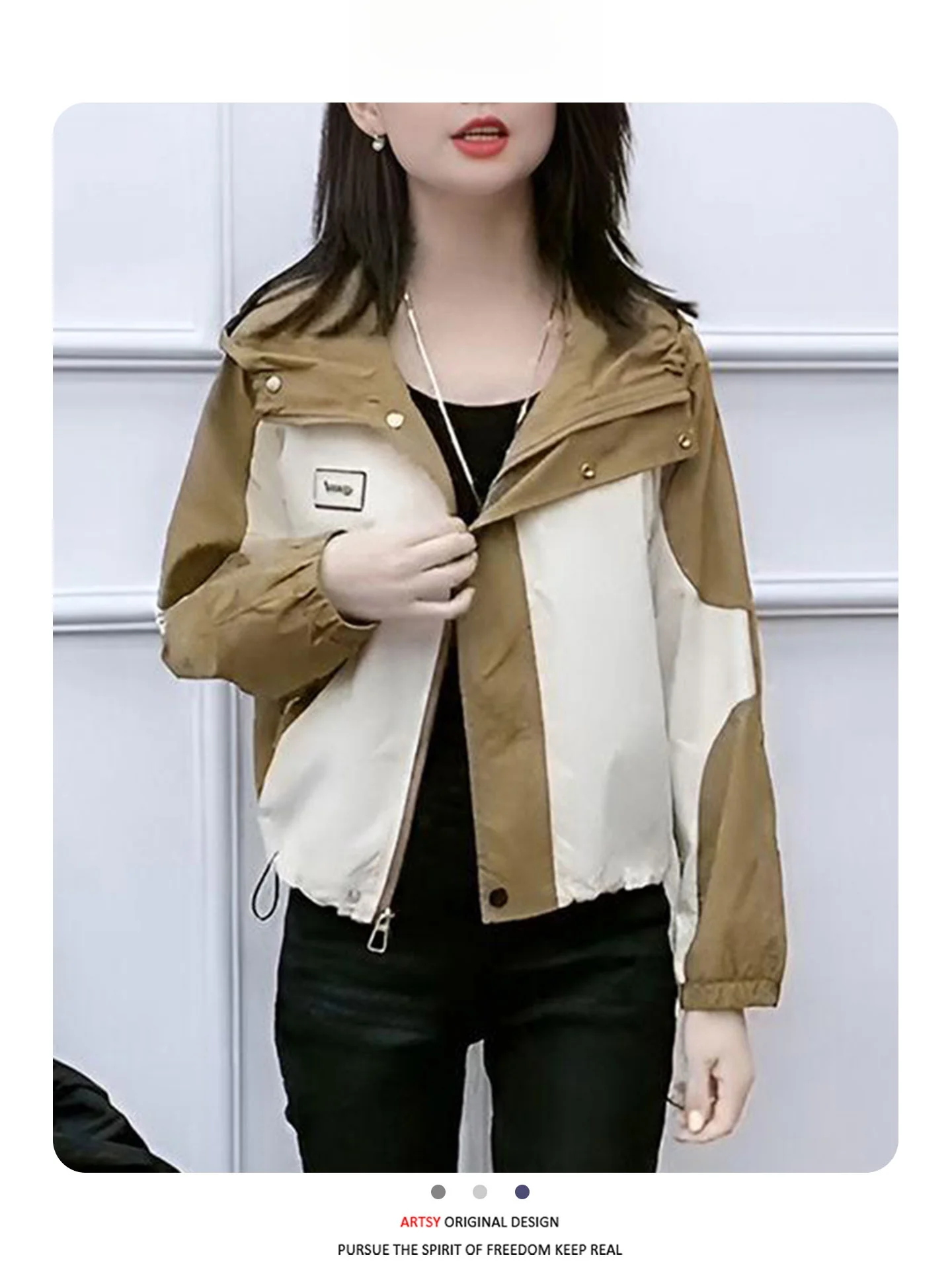 

Simple Sle Women's ort Jaet Coat Spring Autumn New Arrival Hooded Windbreaker Top Trendy Breathable Long Sve Zipper ...