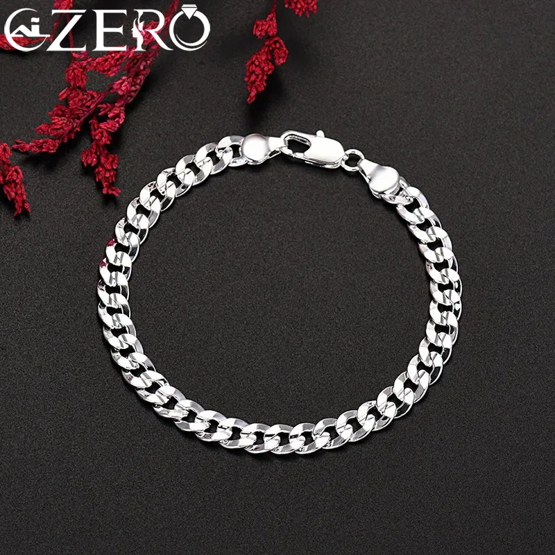

New original 925 Sterling Silver pretty 7MM chain bracelets for man women luxury fashion designer jewelry wedding party gifts