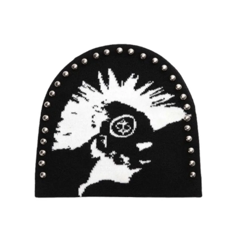 

Новая модная хип-хоп шапка-бини с бисером, унисекс, жаккардовая вязаная шапка, повседневная универсальная уличная шапка для активного отдыха