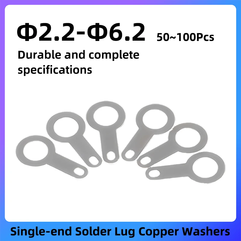 50~100Pcs Single-end Solder Lug Copper Washer Φ2.2-Φ6.2 Copper Alloy Single Head Soldering Terminal