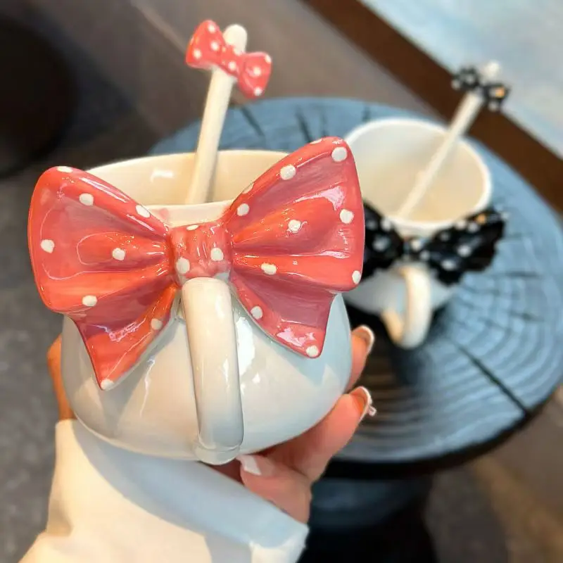 

Bowknot Ceramic Mugs Matte Girl Heart Small Fresh Jug Office Creative Cute Tea Coffee Cup Drinkware Kettle