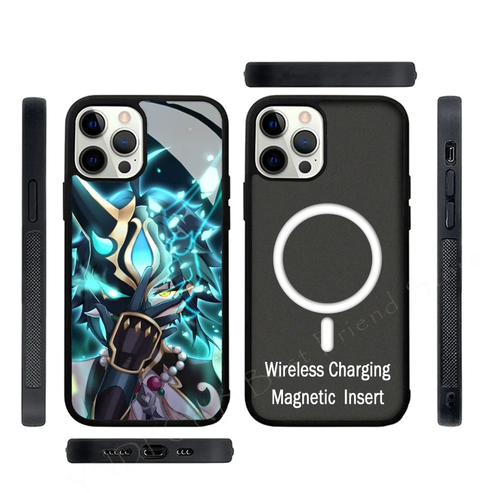 Xiao Genshin Impact Phone Case Strong Magnetic For IPhone 15 14 13 Pro Max Alex Mirror For Magsafe Wireless Charging Cover