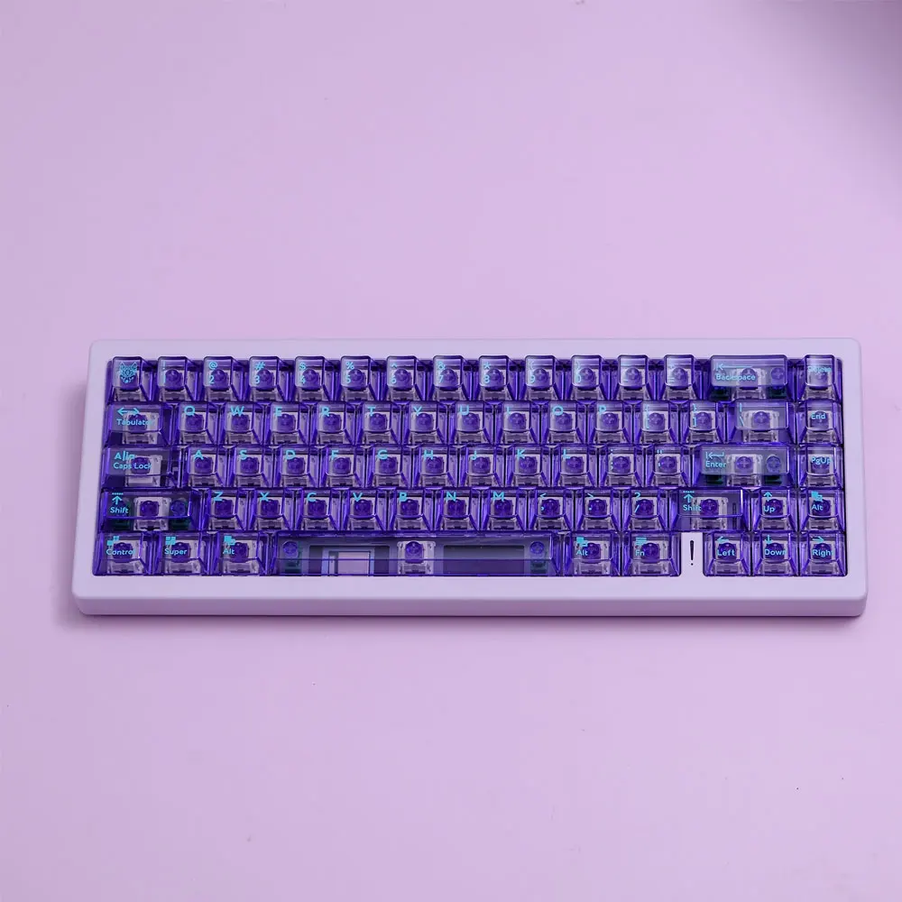 114 Keys Glacier Purple Transparency Keycaps Set Cherry Height PBT Thermal Sublimation For 61 87 98 104 108 Mechanical Keyboard