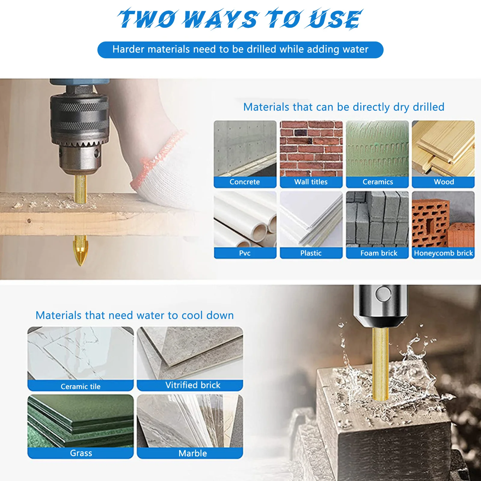 

7 шт. сверла для кольцевой пилы для керамической плитки, стекла, бетона, сверления с крестообразным наконечником, набор треугольных бит, износостойкие инструменты