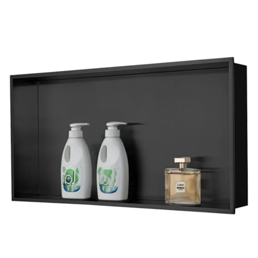 

Водонепроницаемая ниша для душа HOTIS 24x12 дюймов, черная, из нержавеющей стали, без необходимости укладки плитки, органайзер для ванной комнаты