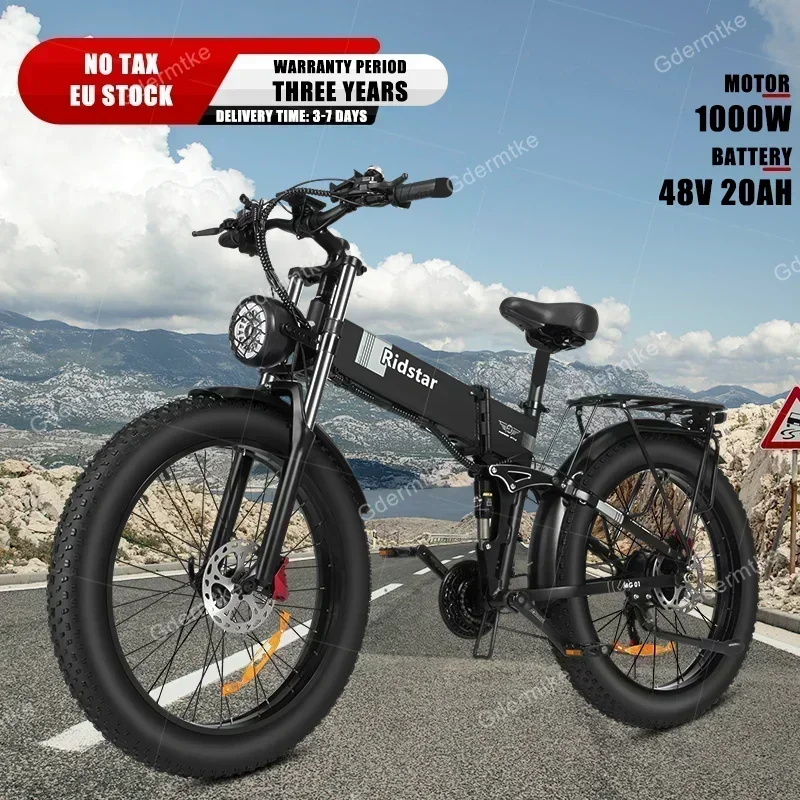 26 Inch Electric bike 48V20AH1000W Motor Mountain Electric Bicycle Fat Tire Removable Battery Dual Shock Absorber Off Road Ebike