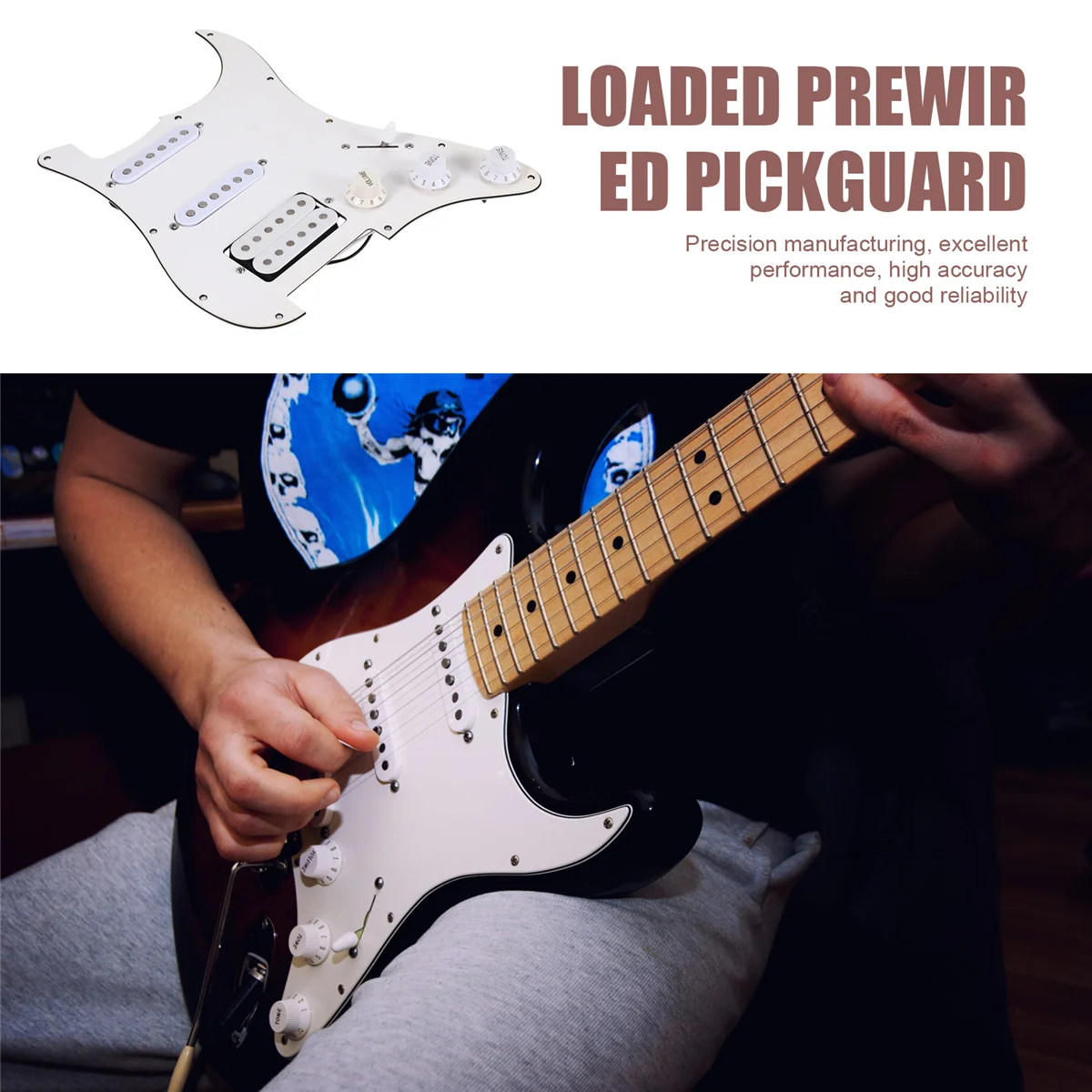 Электрическая Гитара Pickguard Pickups загруженная Предварительно Проводная царапина в сборе 11 отверстий SSH белая