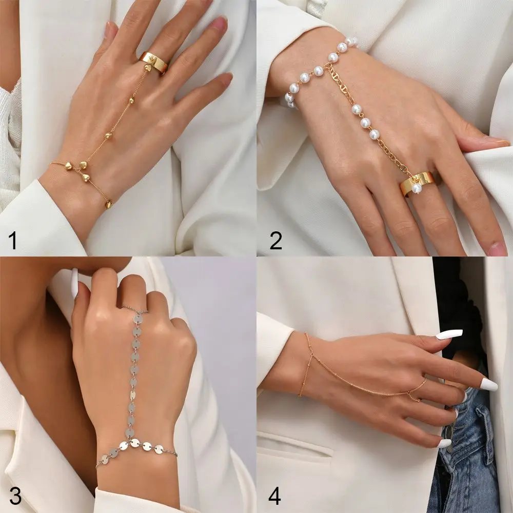 Gifts Layered Wrist Chain Hand Accessories Tassel Bracelet Linked Finger Finger Ring Slave Chain Hand Harness Bangle