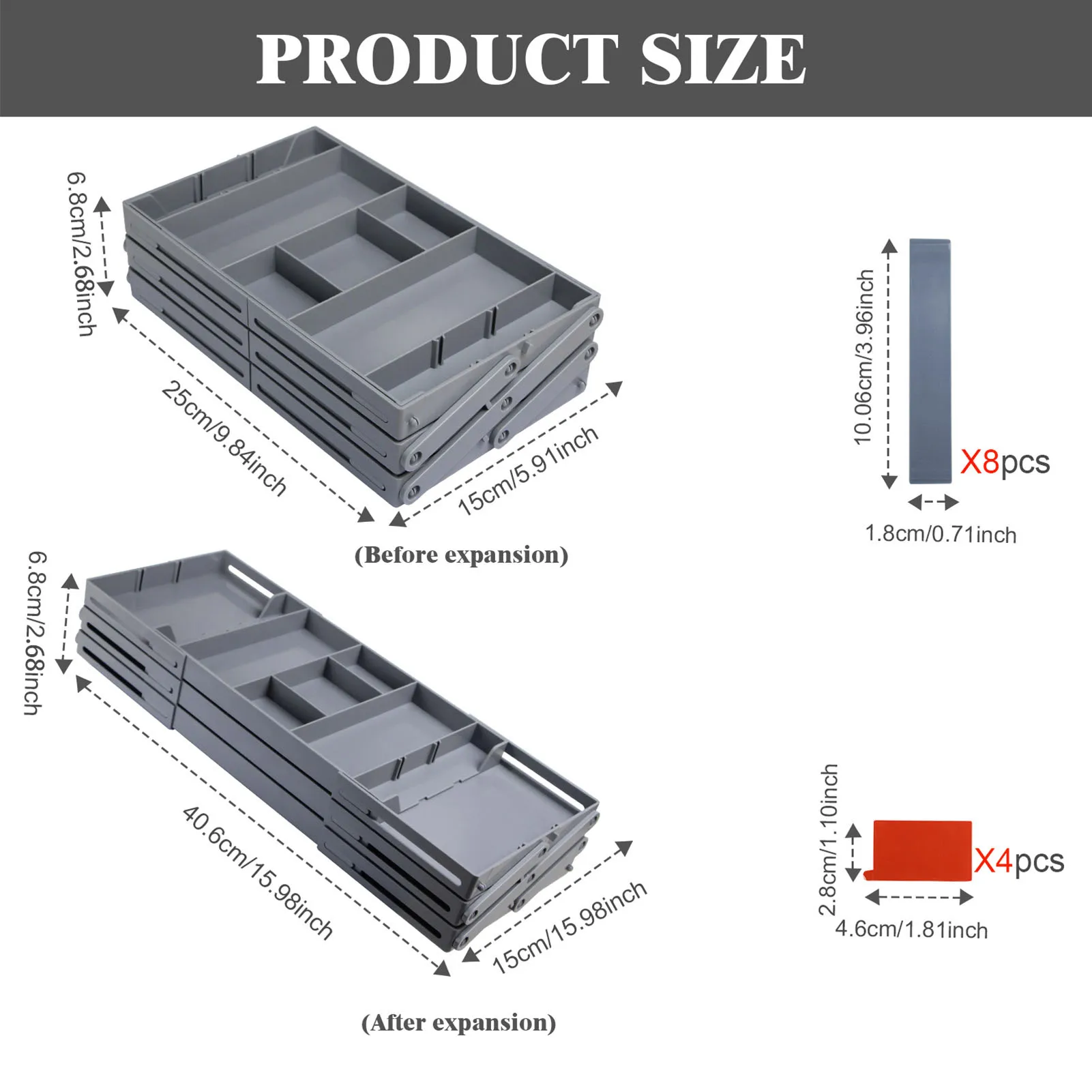 Drawer Organizer Long Lasting Multi Functional Various Sizes Containers Jewelry Organizer Tray Robust Folding Plastic for Home