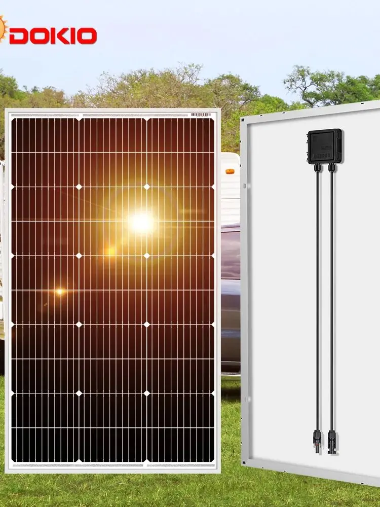 DOKIO Panneau Solaires 18V Panneaux 100WSolar Panel Wasserdichte Photovoltaico Paneles Für Camping/Powerbank/12V Batterie/Campervan