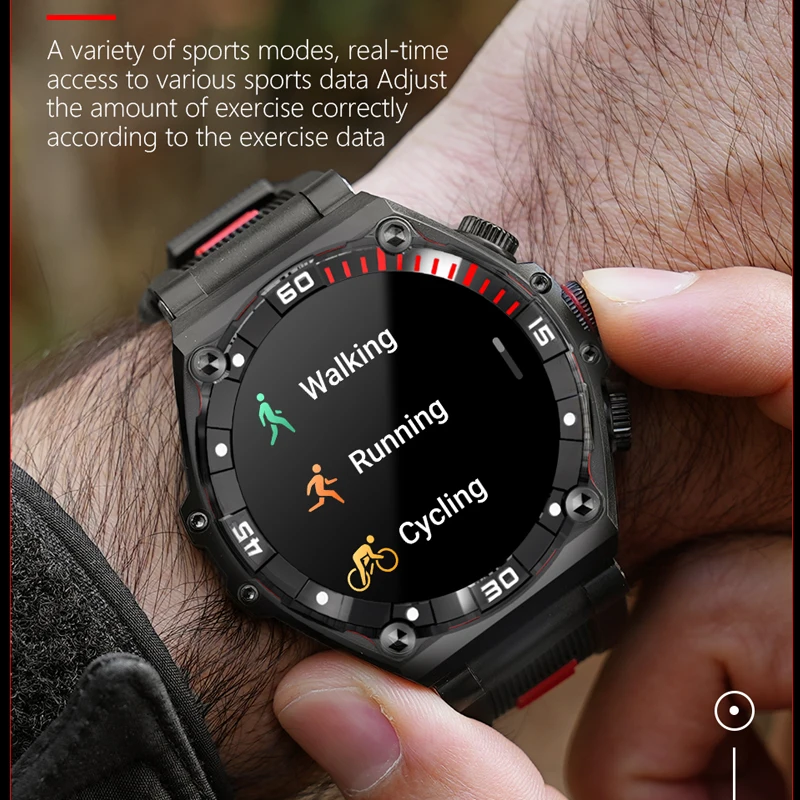 Military Outdoor Smart Watch 1.43 inch GPS Sport Watch 700 mAh Battery Screen Always Display Time Bluetooth Call Smartwatch Men