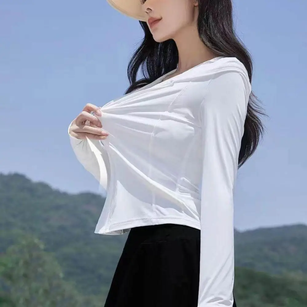 Ice Silk Summer Sunscreen Clothes Sun Protection Breathable Long Sleeved Jacket Cycling Cover Up Women's Thin Coat for Women