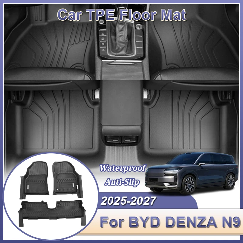 

For BYD DENZA N9 2025 2026 2027 LHD TPE Floor Mats Cargo Foot Pad Auto Tray Waterproof Carpets Parts Internal Car Accessories
