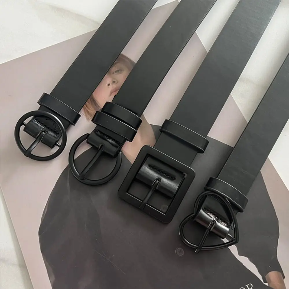 Black Women Waist Belts All-match Punk PU Leather Metal Buckle Jeans Belt Wide Side Korean Waistbands Dress Decoration