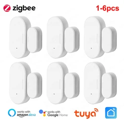 Tuya Smart Zigbee3.0 czujnik drzwi detektor Open Close Smartlife powiadomienie kontrola aplikacji kompatybilne z Alexa Google Home 1-6pcs