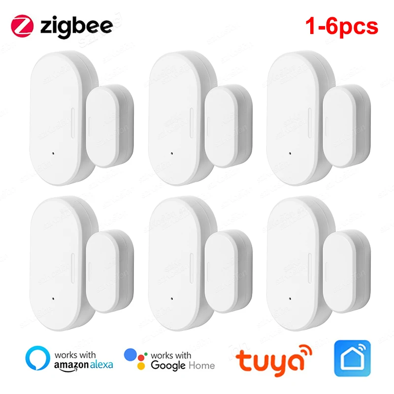 tuya smart sensor de porta zigbee 30 detector de abertura e fechamento notificacao de controle aplicativo smartlife compativel com alexa e google home 16 pcs 01