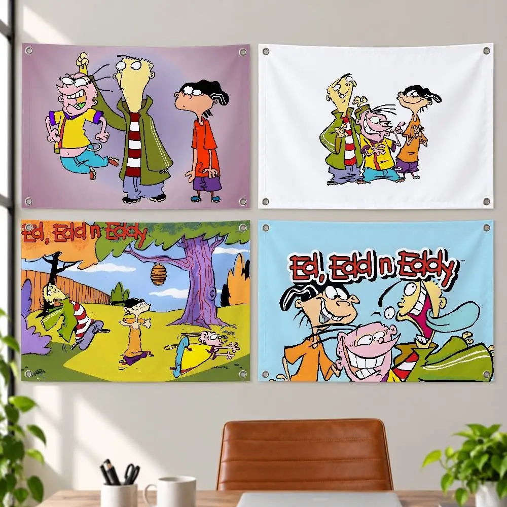Funny E-Ed E-Edd n Eddy Cartoon Aesthetic Wall Tapestry Flag Printed Wall Hanging Living Room Party Outdoor Decor