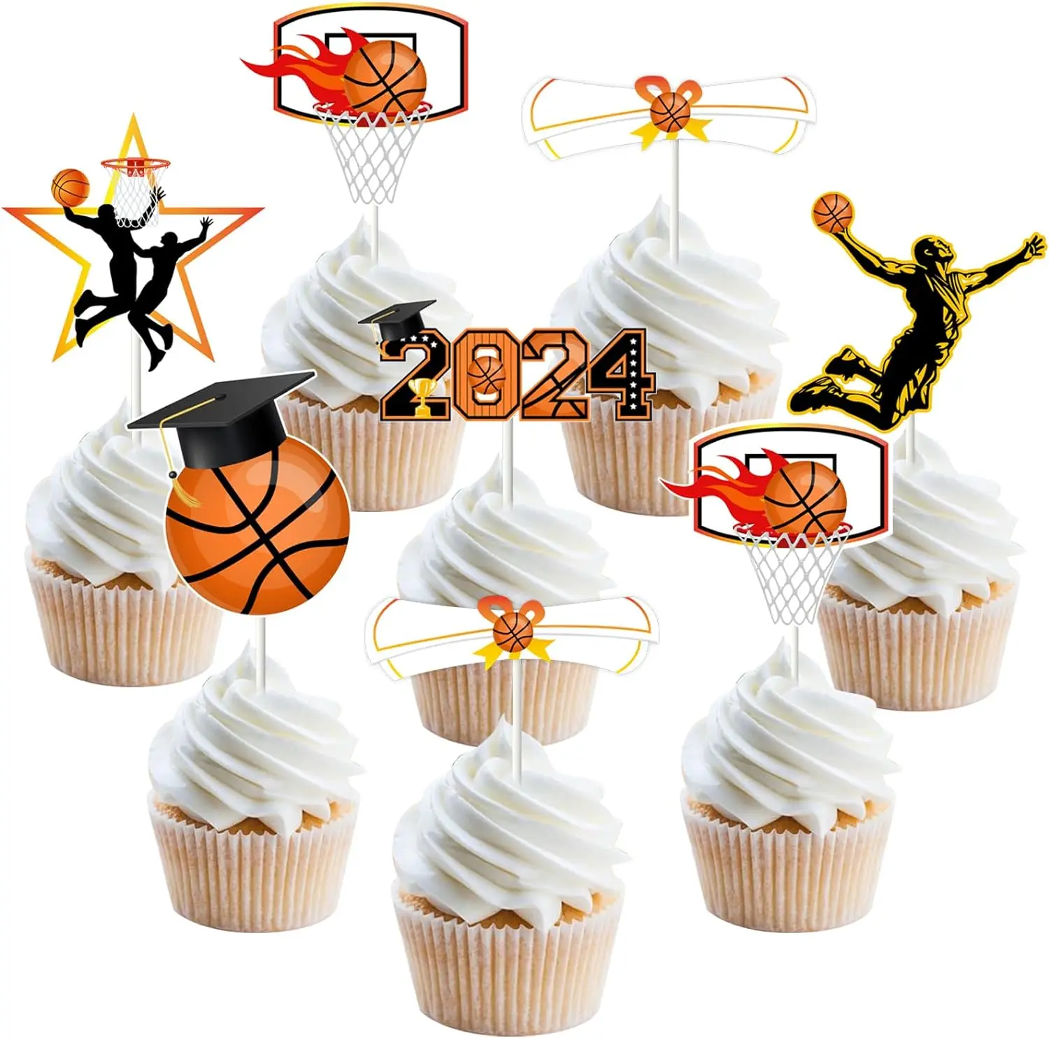 

Senior Night Basketball Decor Graduation Cupcake Toppers Player Sports Team 2024Graduation Party Supplies for HighSchool College