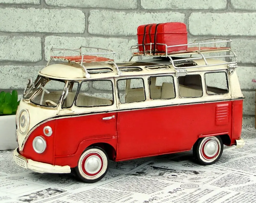 Retro Wrought Iron Mass Camping Bus, Metal Caravan Model, Jewelry Home Furnishings, Collectibles, Gifts, Birthday Gifts