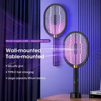2024 Upgraded 3000V Electric Mosquito Racket With Purple Killer Lamp TYPE-C Rechargeable Bug Zappers Fly Swatter