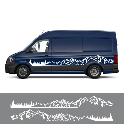 Imagen 2 del producto 2 unids/lote pegatinas de coche autocaravana Van DIY rayas calcomanías gráficas de montaña para Volkswagen VW Crafter accesorios de sintonización
