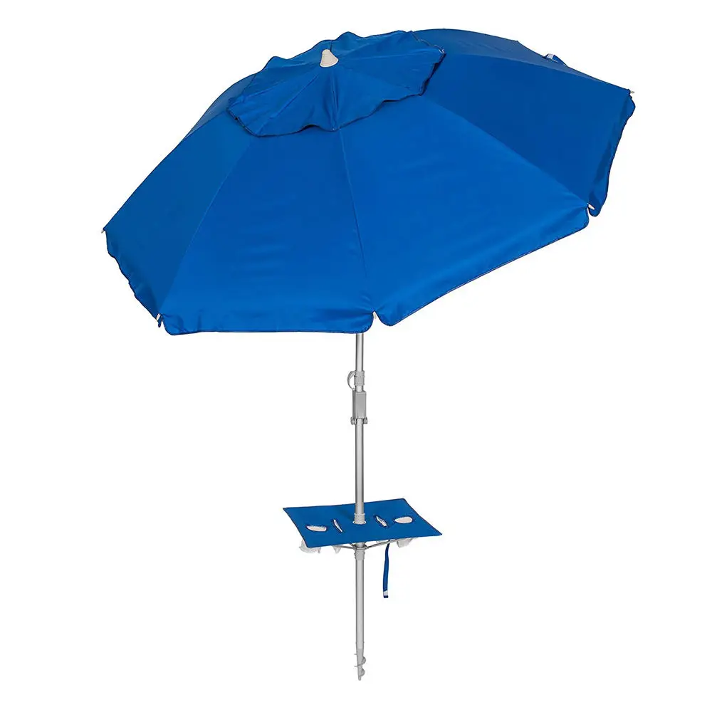 Beach Umbrella with Table UV 50 Protection Windproof Sunscreen Ventilation Sand Anchor Tilt Carry Bag for Outdoor Use