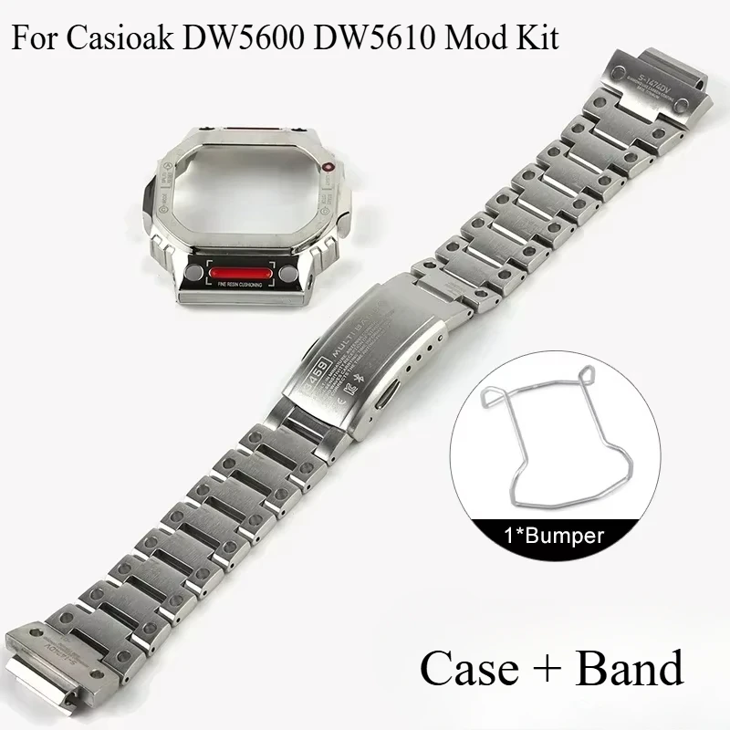 Titanium Alloy Refit Mod Kit For Casioak  DW5600 DW5610 GW-M5610 Metal Watch Bezel Case Frame Steel Band Accessaries Kit